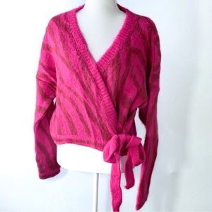 COPY - Nasty gal  hot pink zebra print brushed knitted wrap cardigan